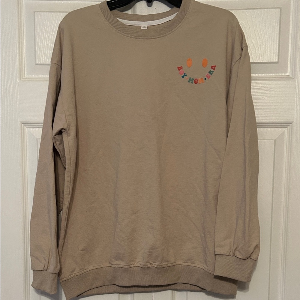 IN MY BOY MOM ERA Womens Beige Sweatshirt.
